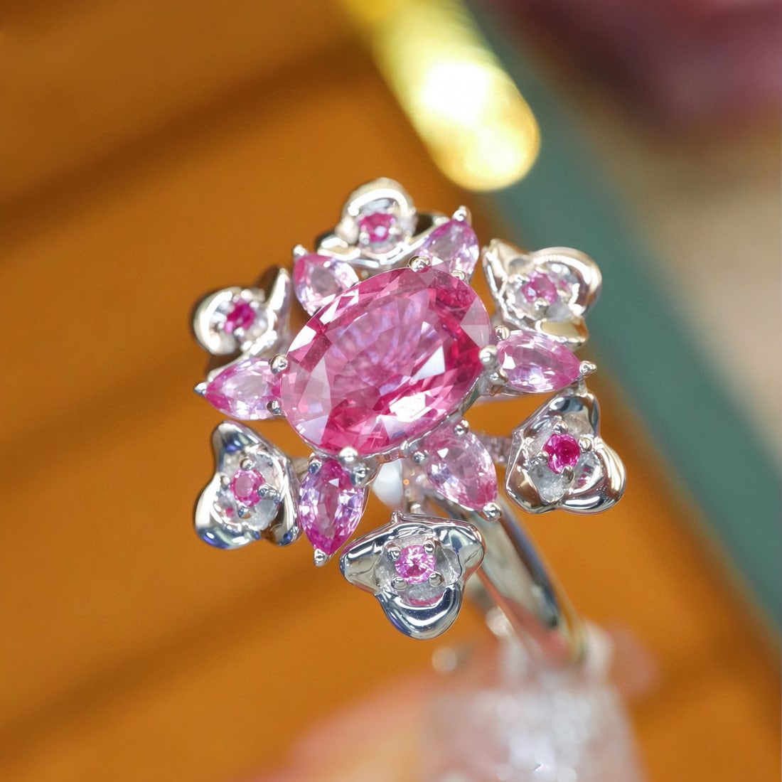 14k Gold 1.66 Ct Natural Padparadscha Sapphire Ring - 3