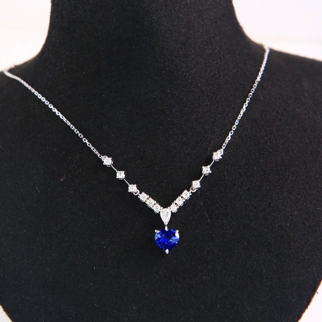 14k Gold 1.09 Ctw Natural Sapphire & Diamond Necklace - 6