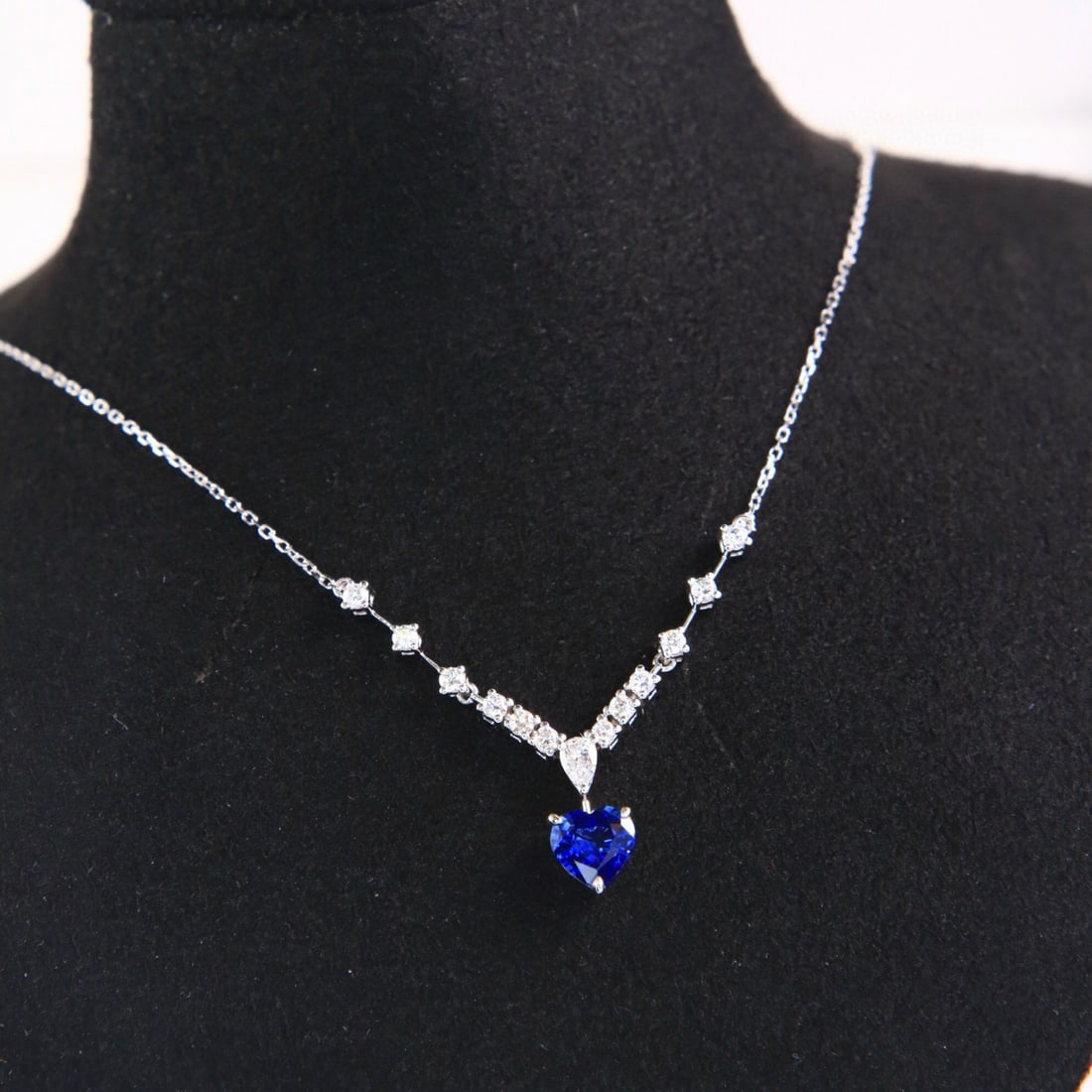 14k Gold 1.09 Ctw Natural Sapphire & Diamond Necklace - 7