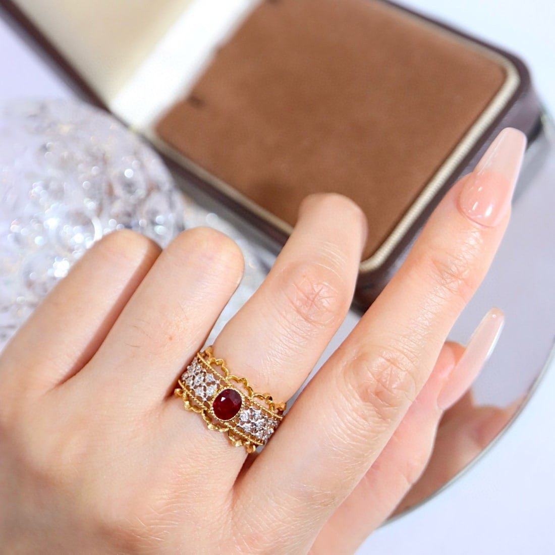 14k Gold 0.84 Ctw Natural Ruby & Diamond Ring - 5