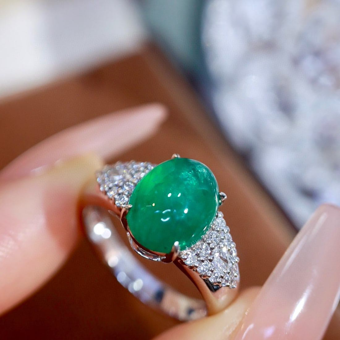 14k Gold 3.71 Ctw Natural Emerald & Diamond Ring - 2