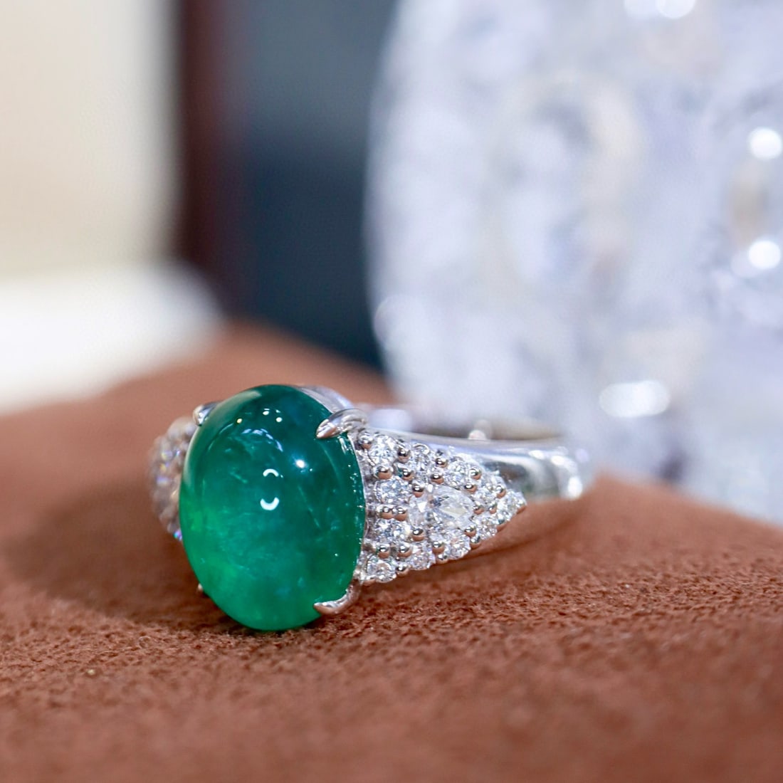 14k Gold 3.71 Ctw Natural Emerald & Diamond Ring - 7