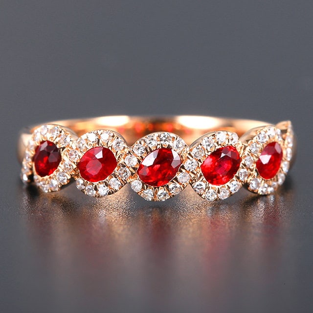 14k Gold 0.67 Ctw Natural Ruby & Diamond Ring (1 of 7)