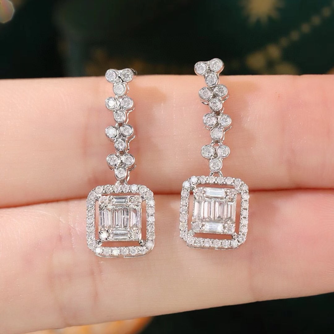 14k Gold 0.8 Ct Natural H Diamond Earrings - 8