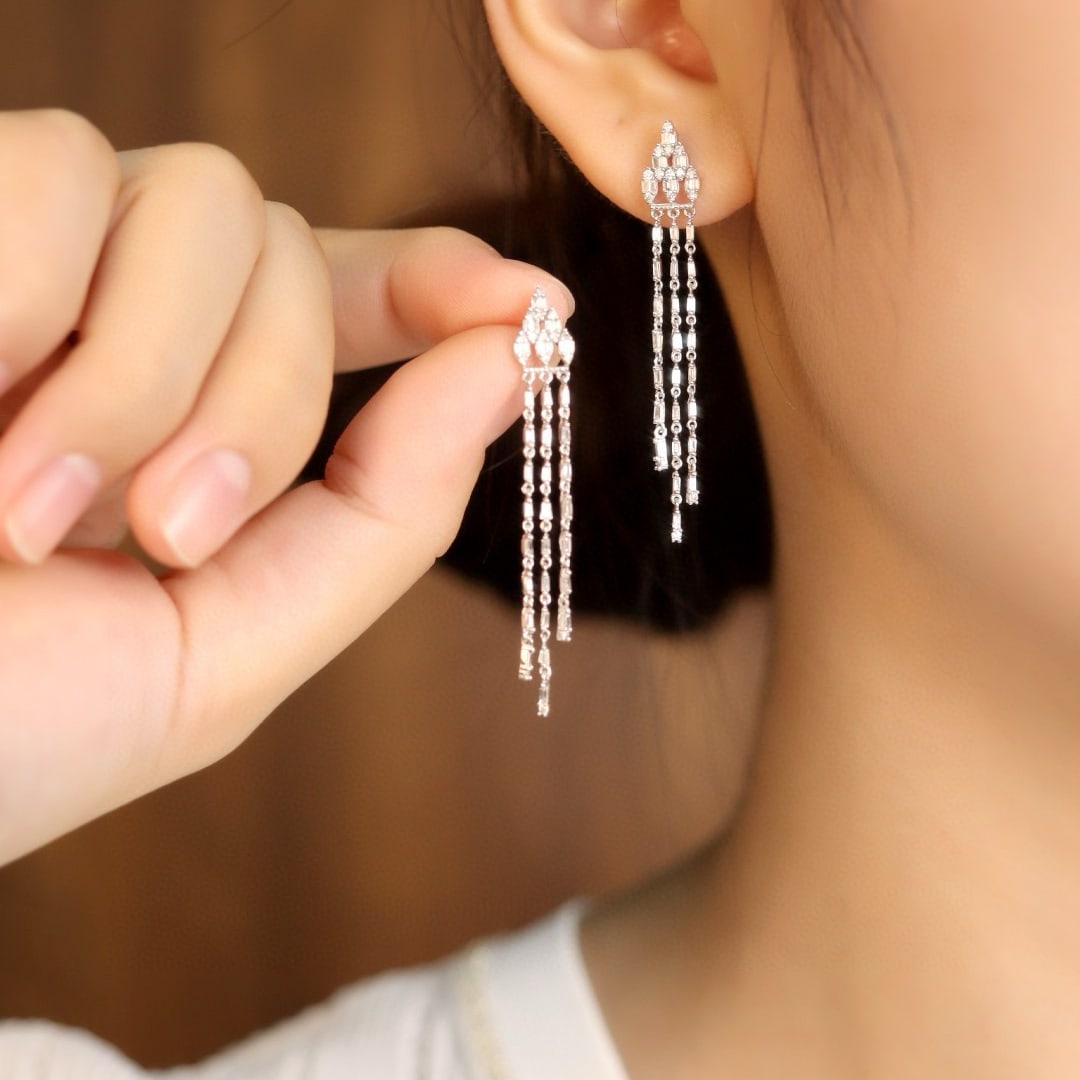 14k Gold 0.60 Ct Natural H Diamond Earrings - 5