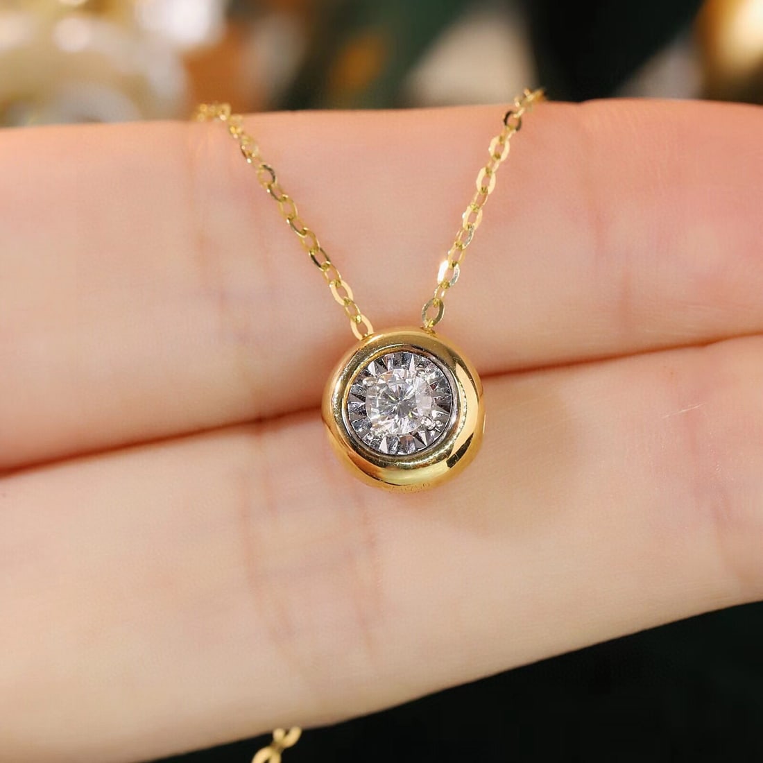 14k Gold 0.2 Ct Natural H Diamond Necklace - 4