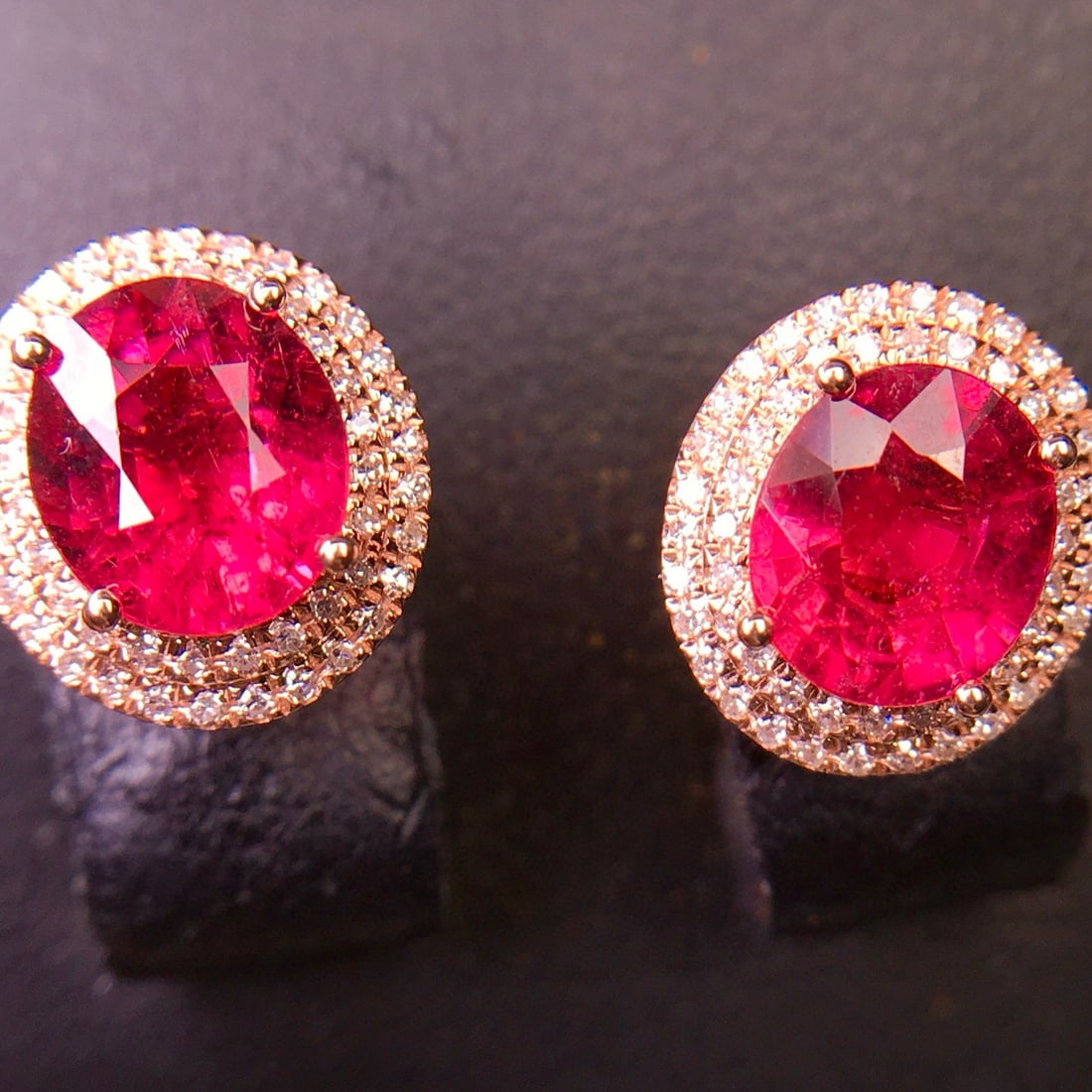 14k Gold 2.72 Ct Natural Tourmaline & Diamond Earrings - 3