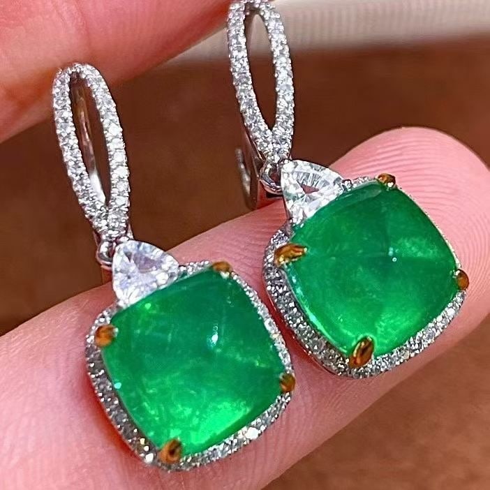 14k Gold 4.49 Ctw Natural Emerald & Sapphire Earrings - 2