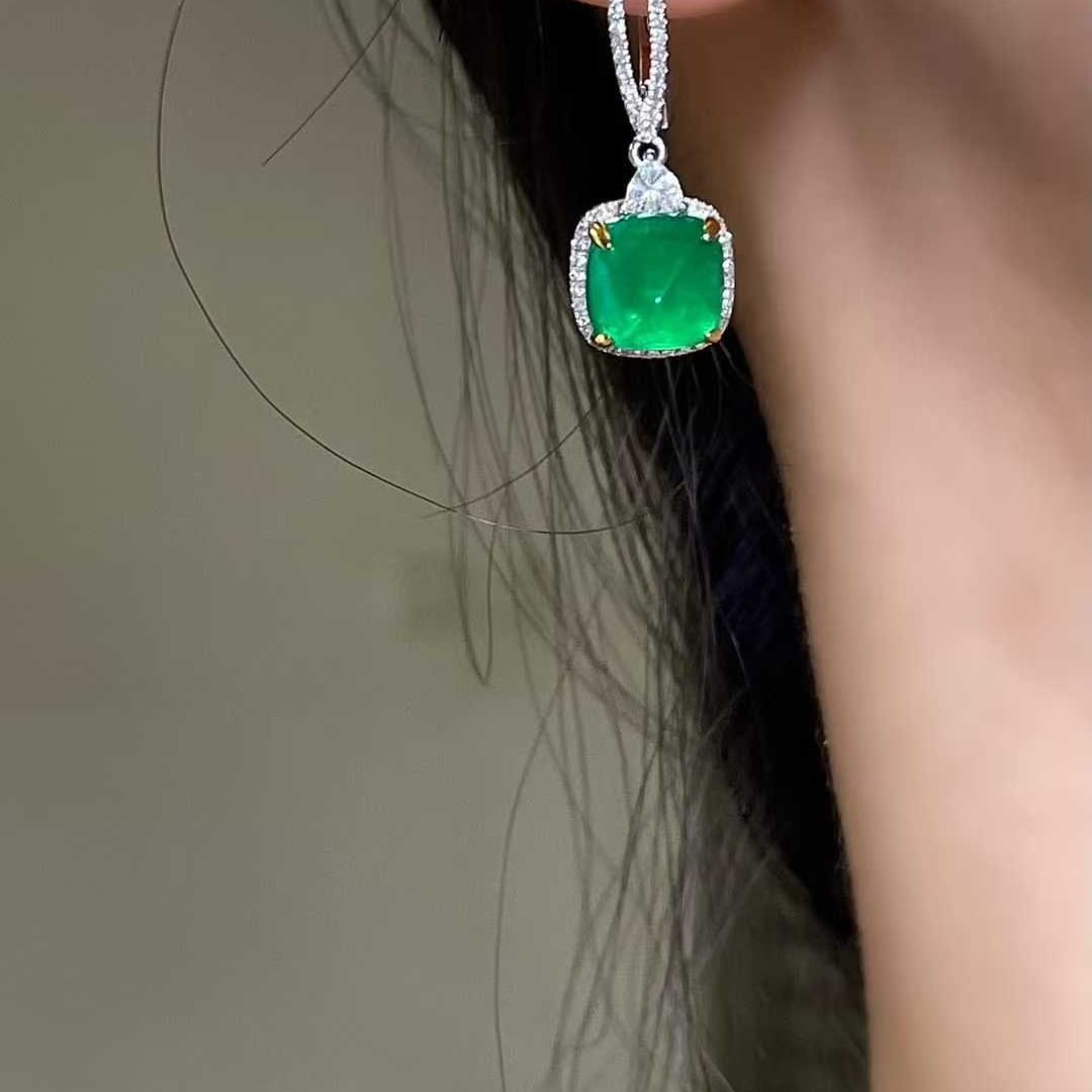 14k Gold 4.49 Ctw Natural Emerald & Sapphire Earrings - 4