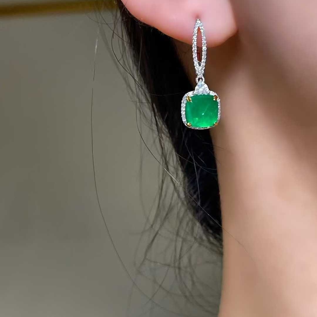 14k Gold 4.49 Ctw Natural Emerald & Sapphire Earrings - 5