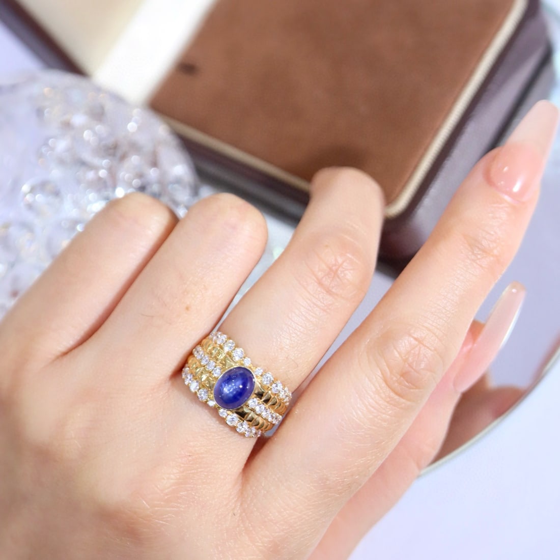 14k Gold 3.31 Ctw Natural Sapphire & Diamond Ring - 8