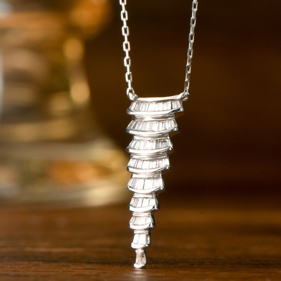 14k Gold 0.40 Ct Natural H Diamond Necklace - 2