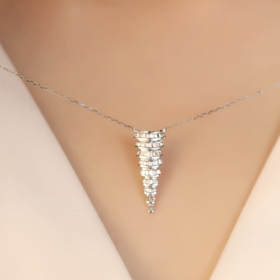 14k Gold 0.40 Ct Natural H Diamond Necklace - 5