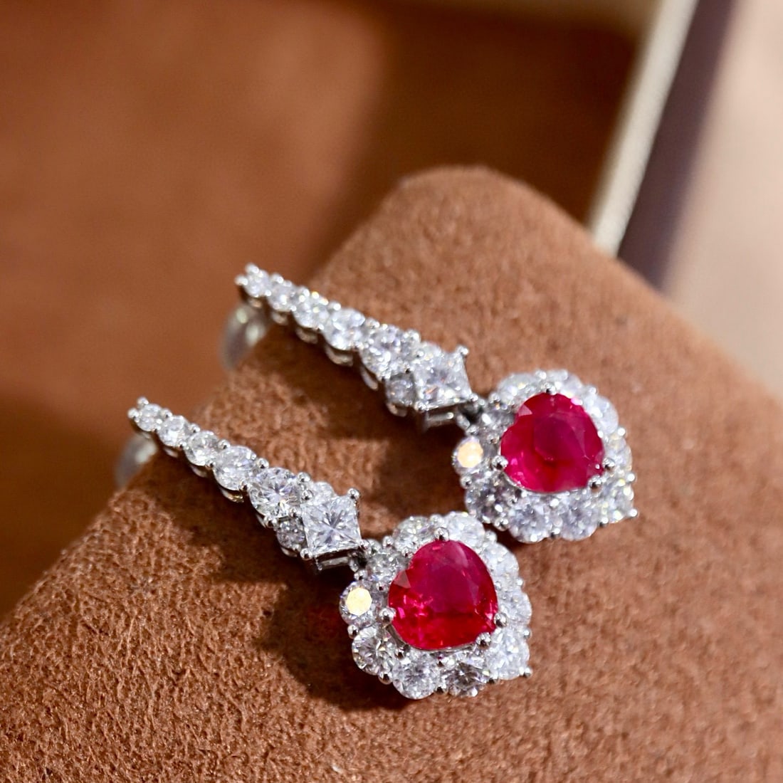 14k Gold 2.49 Ctw Natural Ruby & Diamond Earrings - 2