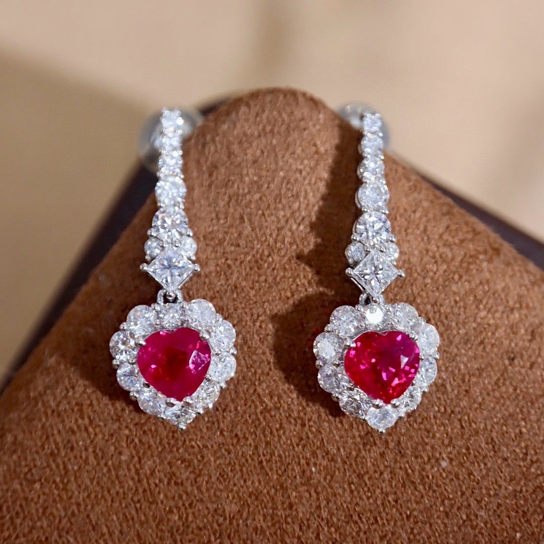 14k Gold 2.49 Ctw Natural Ruby & Diamond Earrings - 3