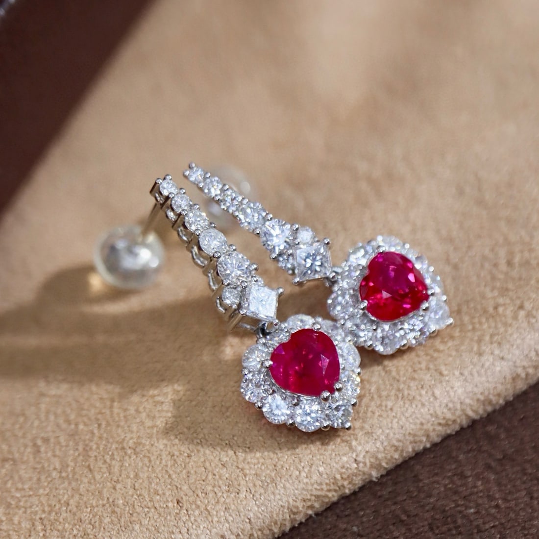 14k Gold 2.49 Ctw Natural Ruby & Diamond Earrings - 5