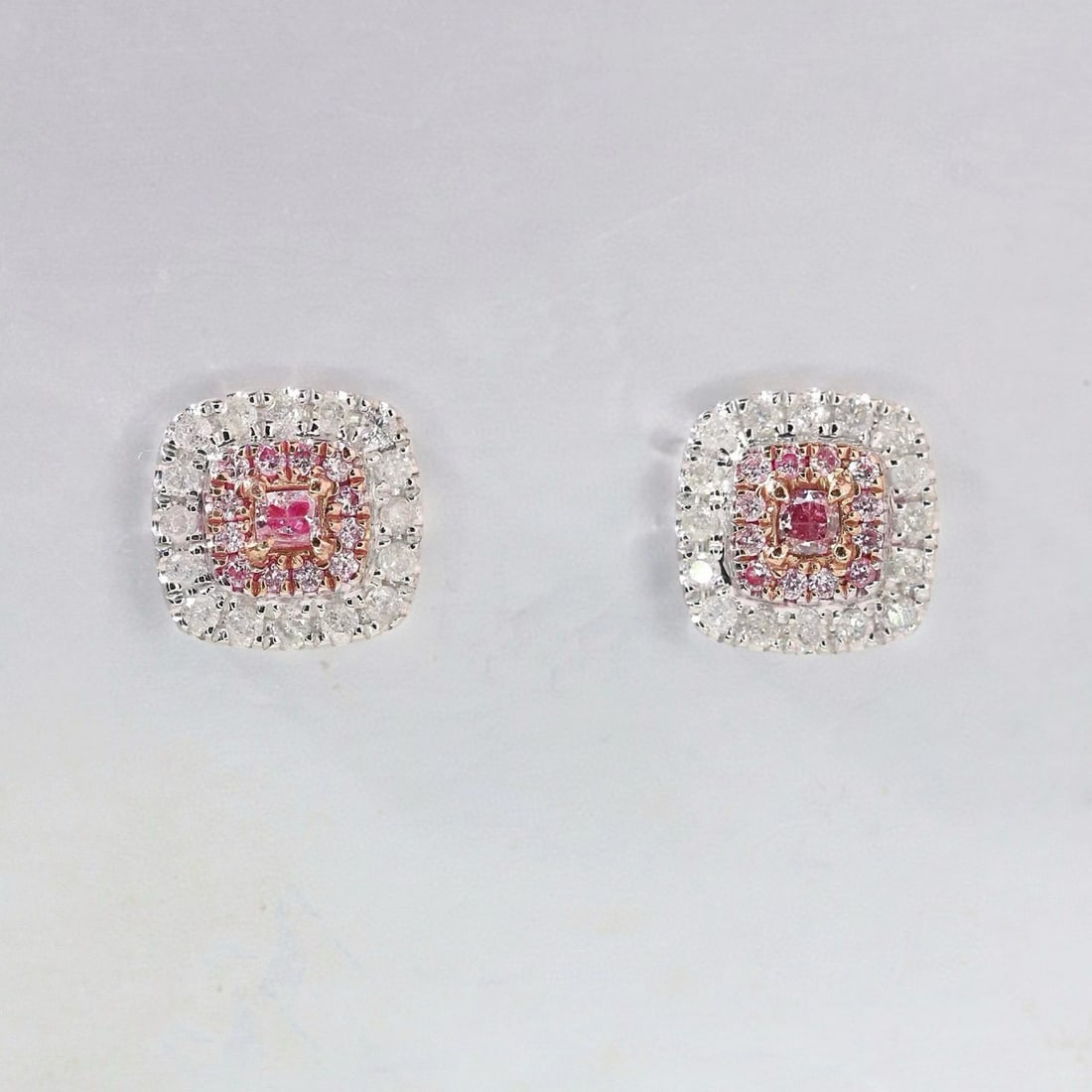 14k Gold 0.50 Ctw Natural Pink Diamond & Diamond Earrings - 8