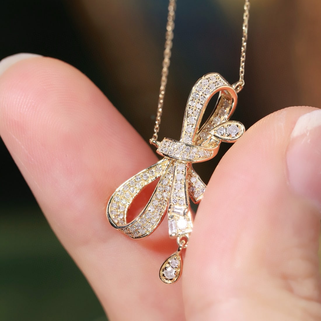 14k Gold 0.3 Ct Natural H Diamond Necklace - 7