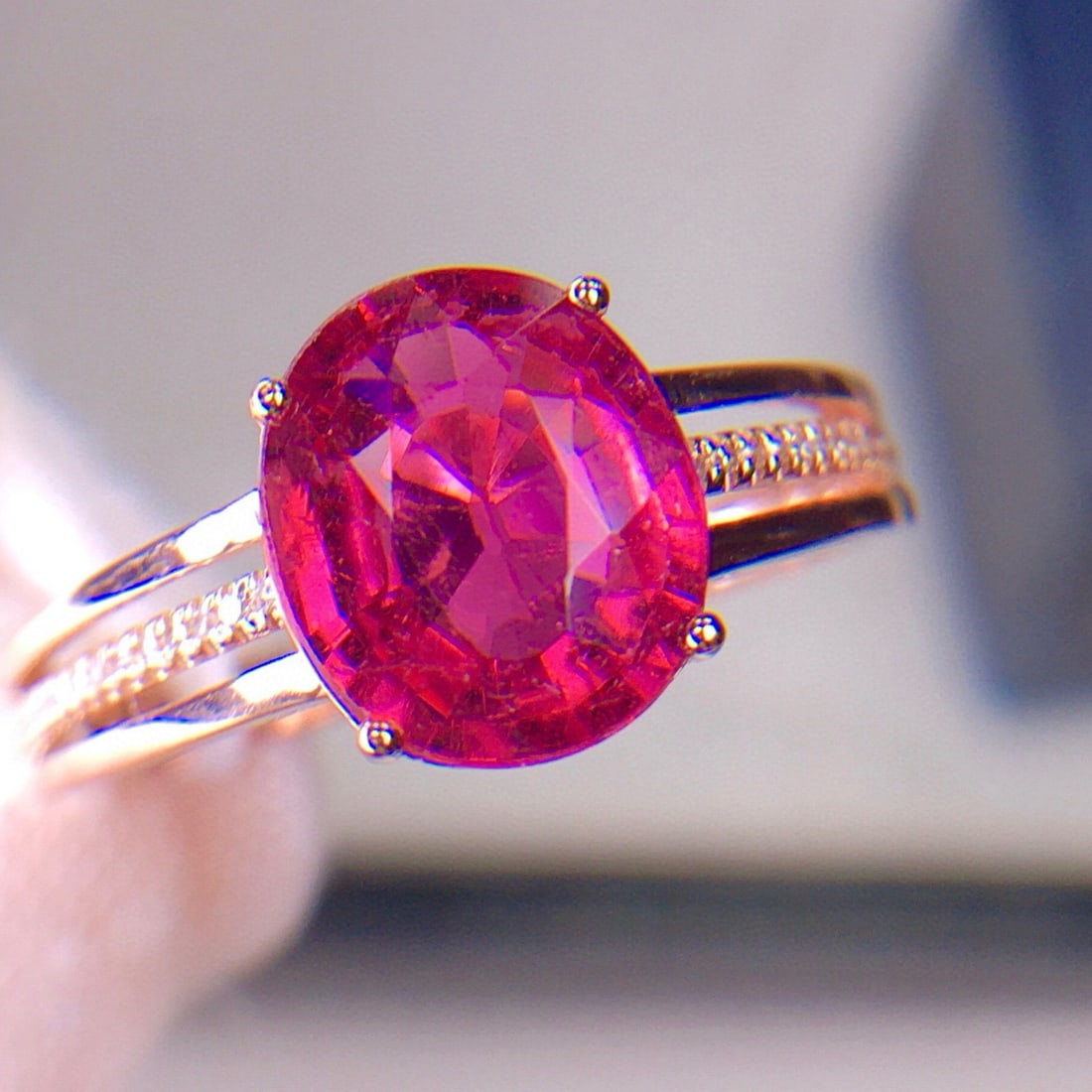 14k Gold 2.9 Ct Natural Tourmaline & Diamond Ring - 2