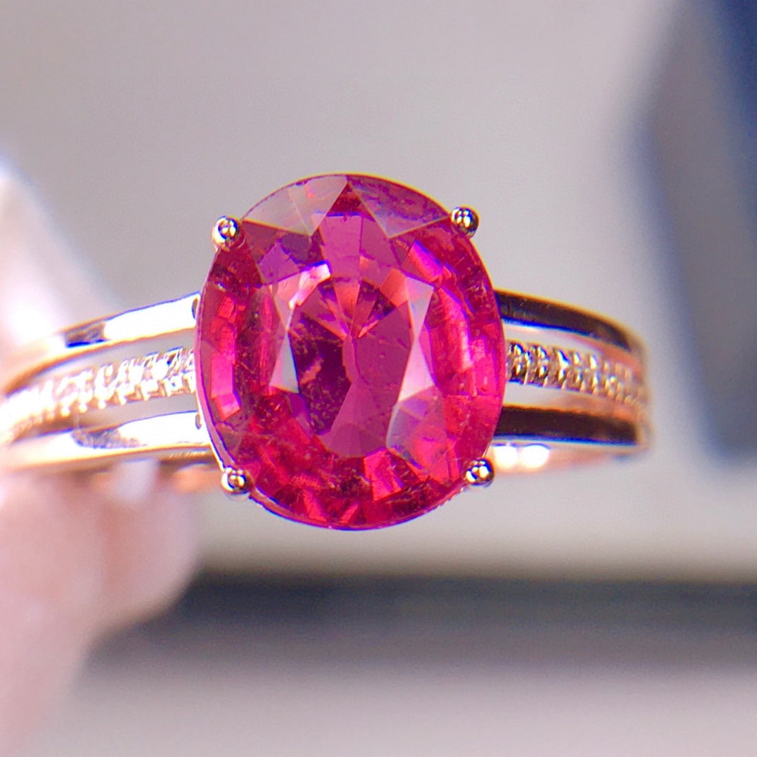 14k Gold 2.9 Ct Natural Tourmaline & Diamond Ring - 3