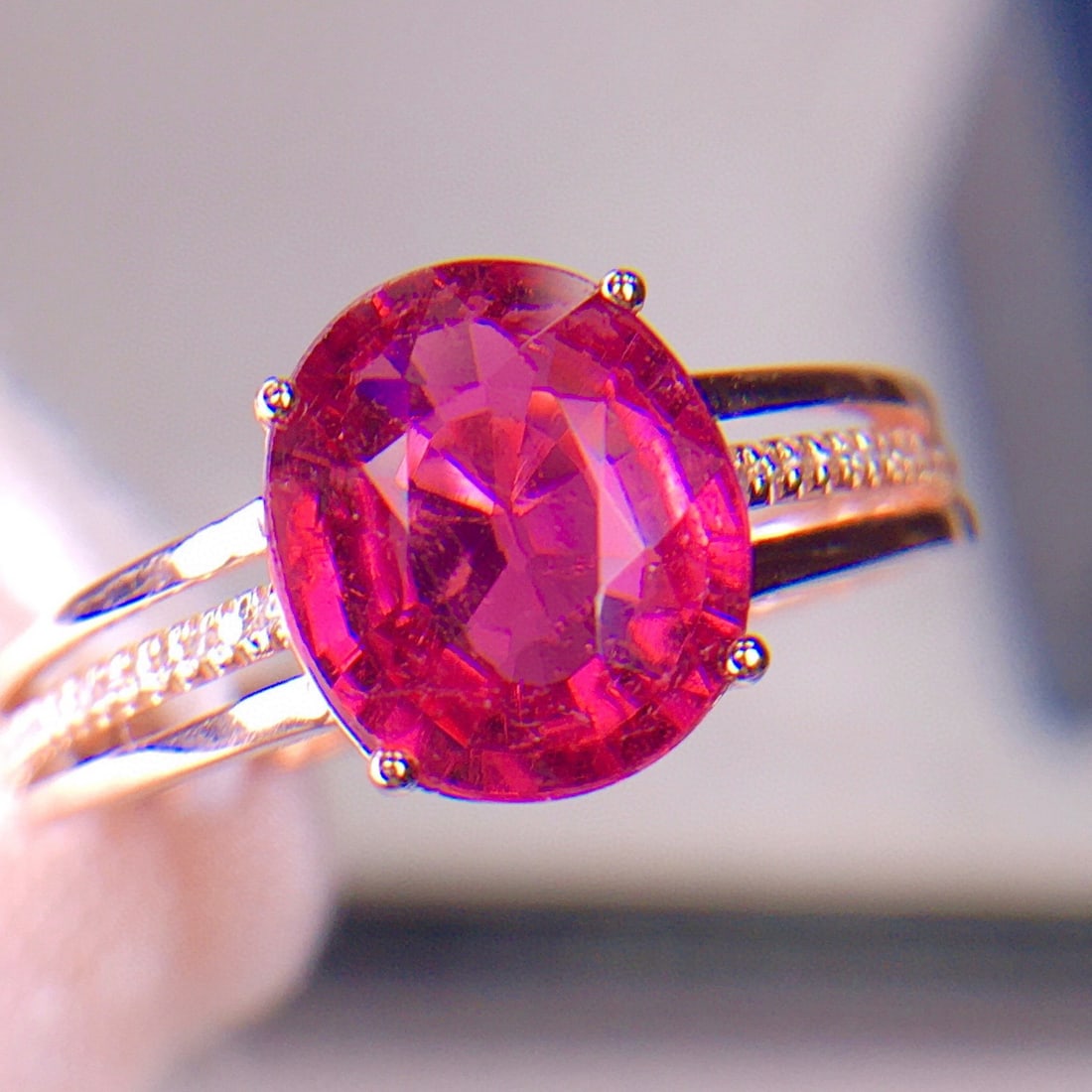 14k Gold 2.9 Ct Natural Tourmaline & Diamond Ring - 4