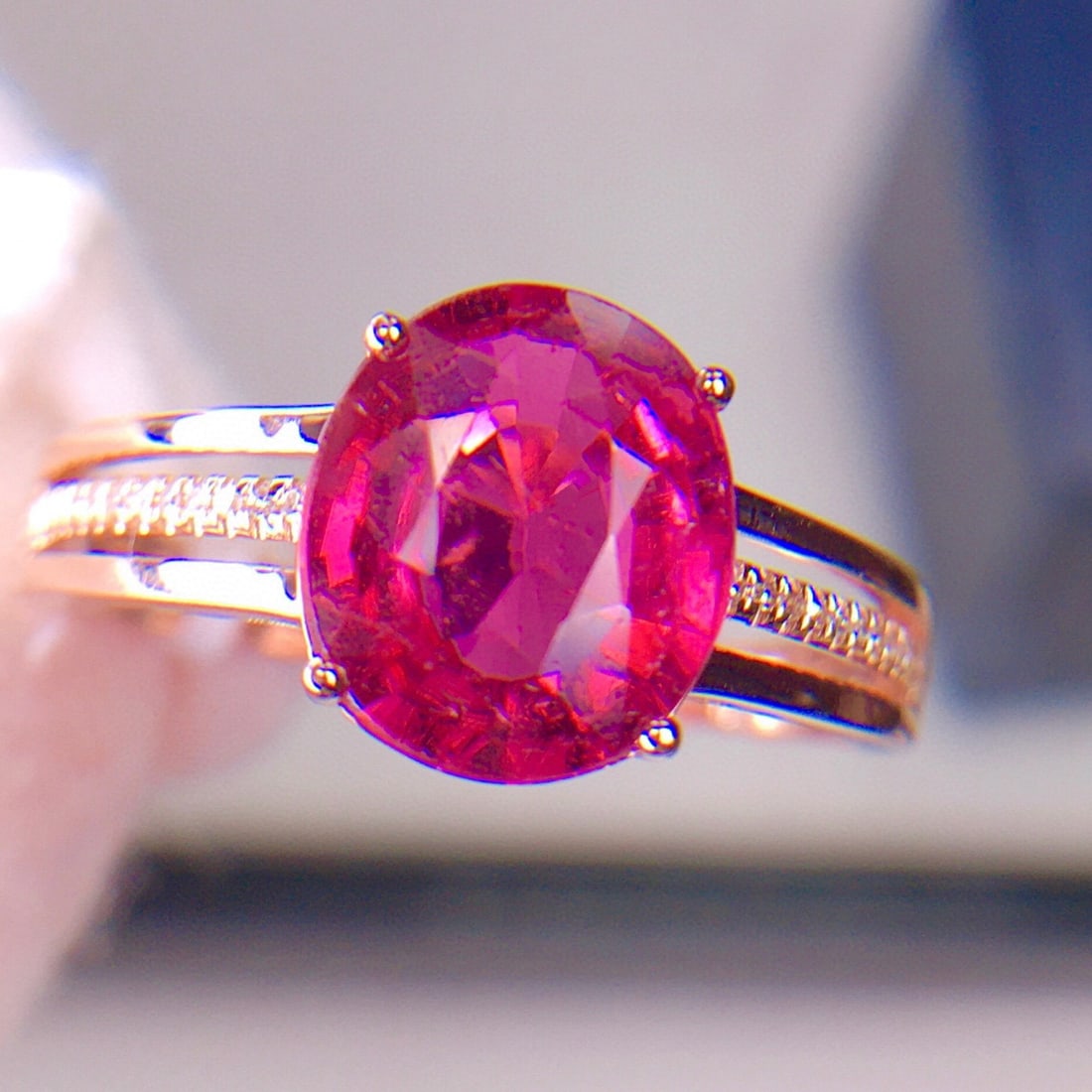 14k Gold 2.9 Ct Natural Tourmaline & Diamond Ring - 6