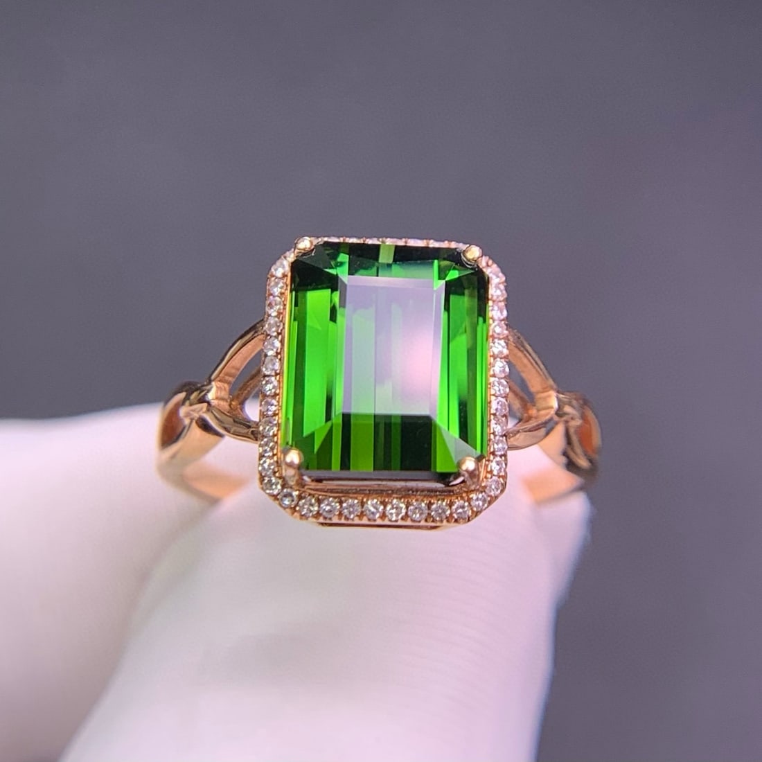 14k Gold 3.9 Ct Natural Tourmaline & Diamond Ring - 3