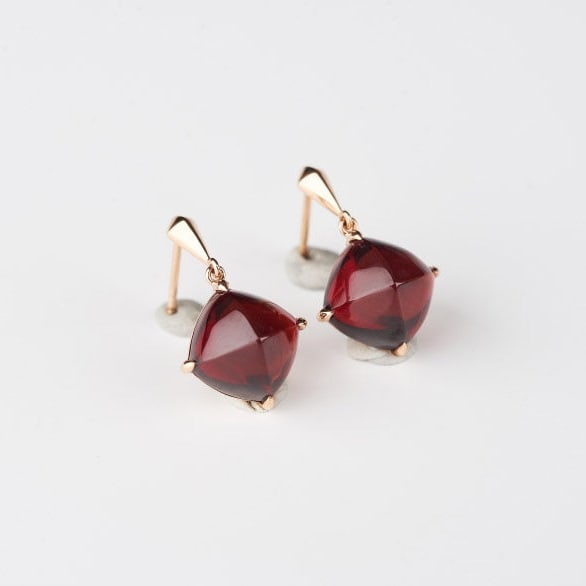 14k Gold 12.06 Ct Natural Garnet Earrings - 3