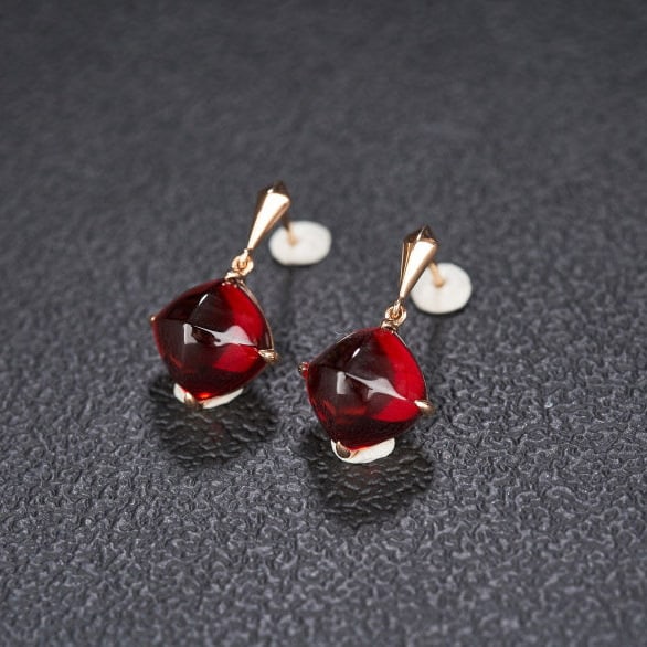 14k Gold 12.06 Ct Natural Garnet Earrings - 6