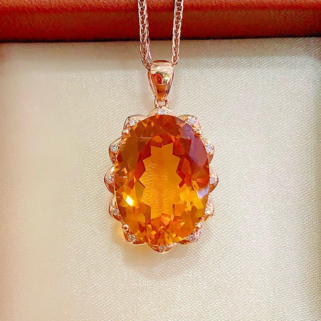 14k Gold 12.76 Ctw Natural Citrine & Diamond Pendant( Without Chain ) (1 of 5)