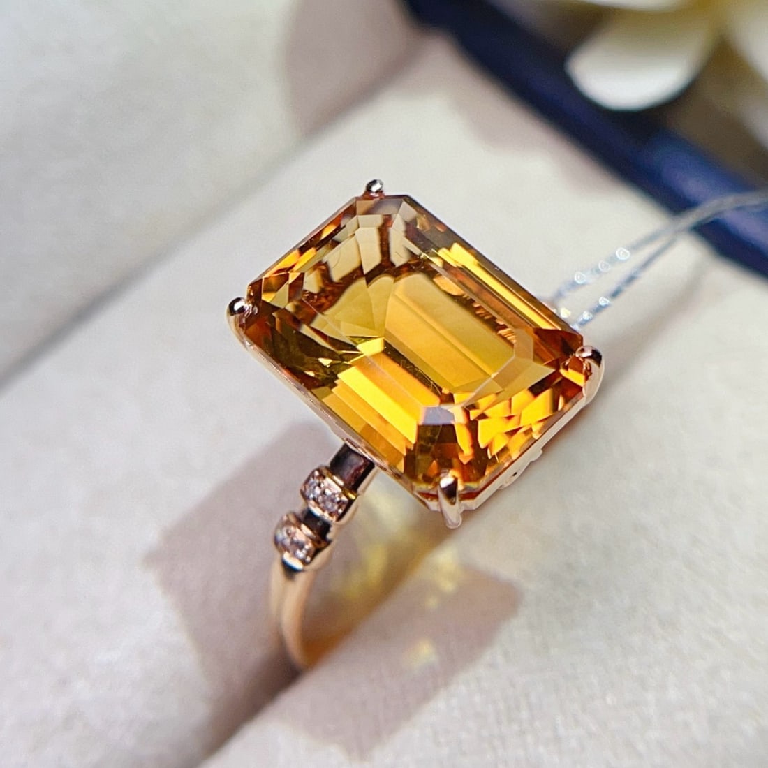 14k Gold 5.17 Ctw Natural Citrine & Diamond Ring - 3