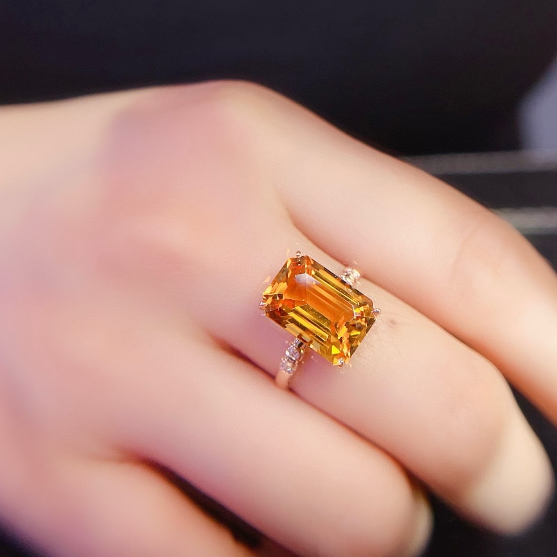 14k Gold 5.17 Ctw Natural Citrine & Diamond Ring - 4