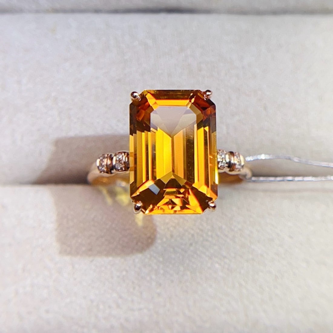 14k Gold 5.17 Ctw Natural Citrine & Diamond Ring - 6