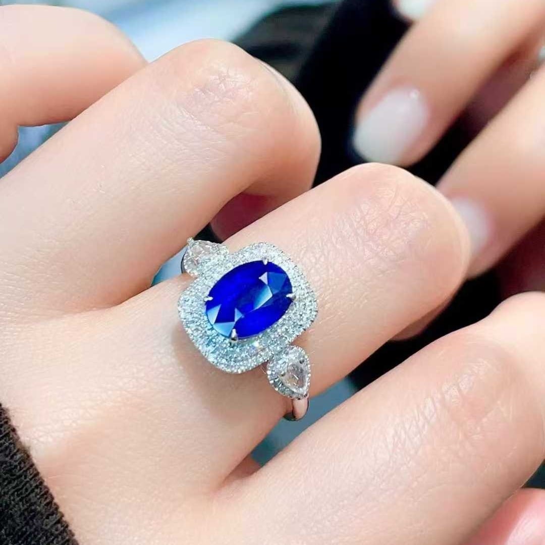 14k Gold 2.48 Ctw Natural Sapphire & Diamond Ring - 4