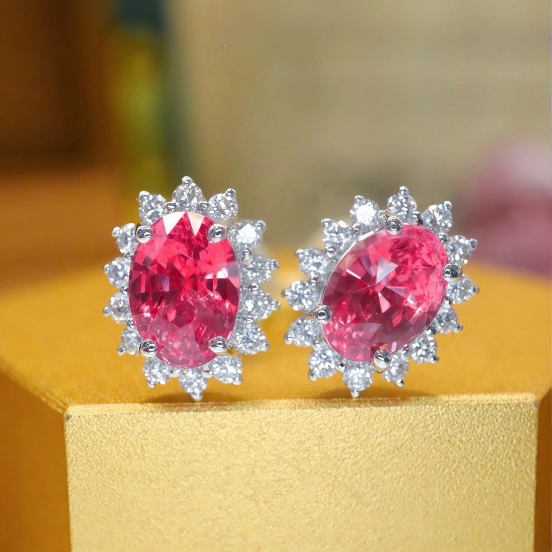 14k Gold 1.74 Ctw Natural Spinel & Diamond Earrings - 2