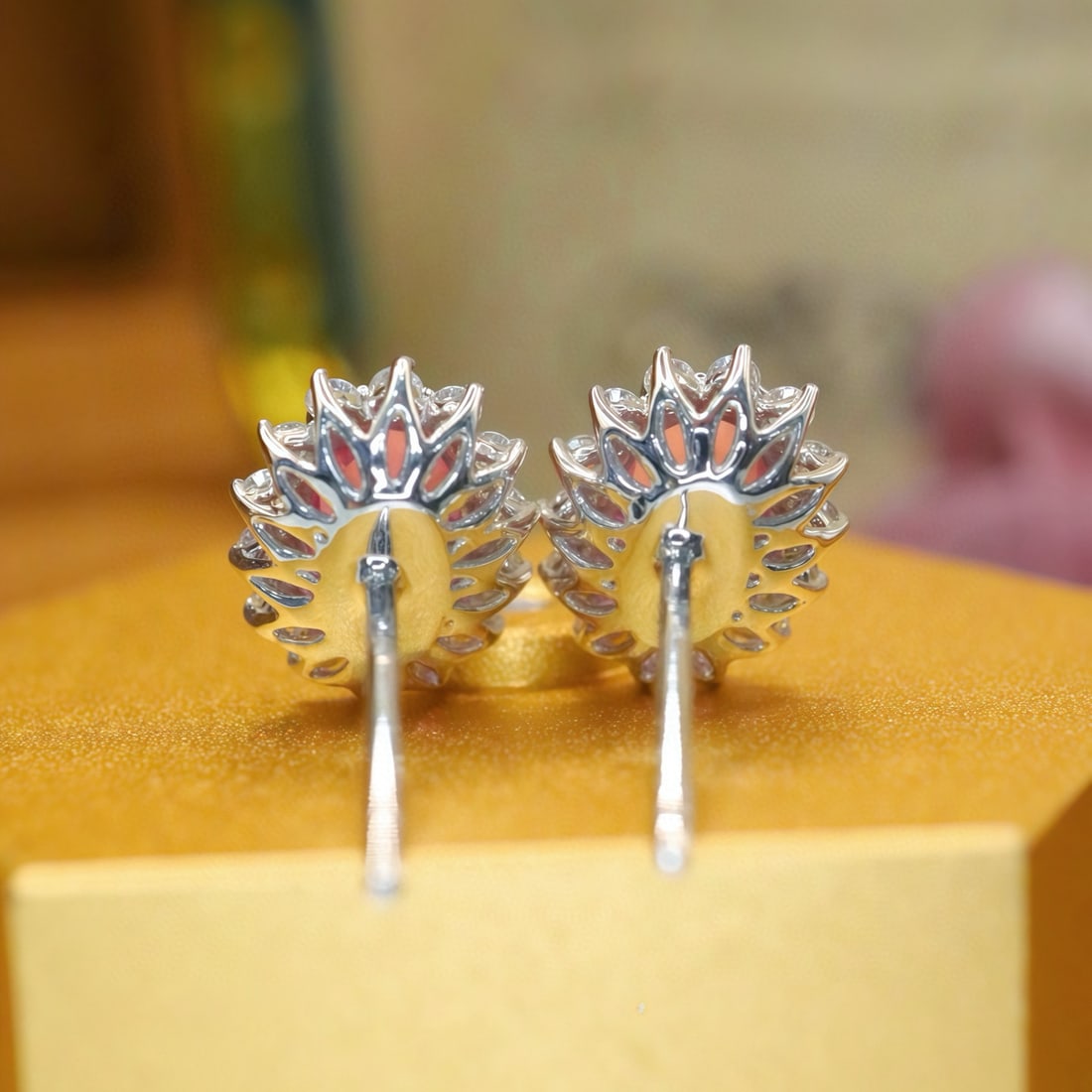 14k Gold 1.74 Ctw Natural Spinel & Diamond Earrings - 4