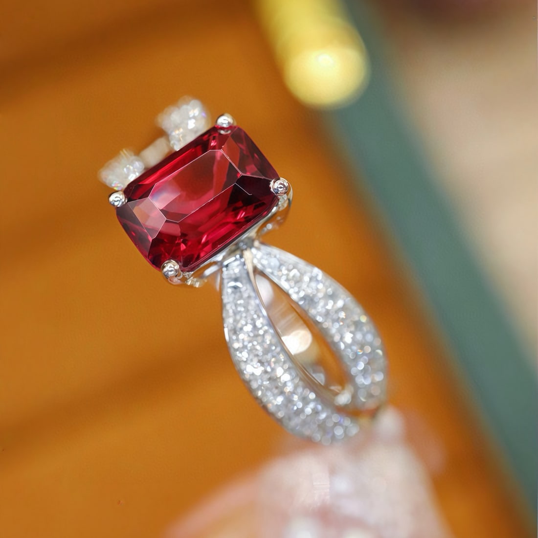 14k Gold 1.32 Ctw Natural Spinel & Diamond Ring - 3