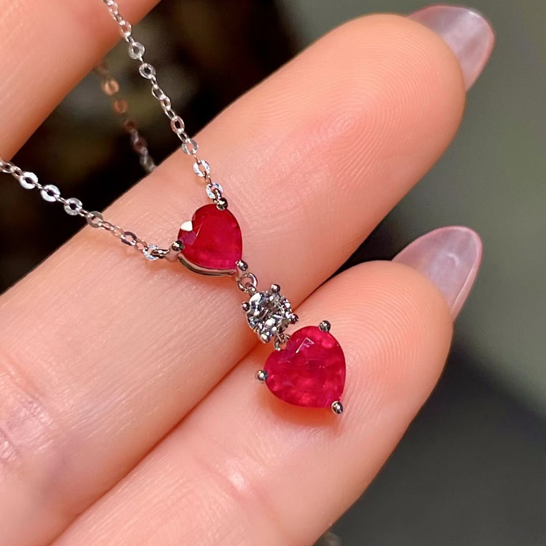 14k Gold 1.25 Ctw Natural Ruby & Diamond Necklace - 2