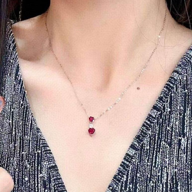 14k Gold 1.25 Ctw Natural Ruby & Diamond Necklace - 4