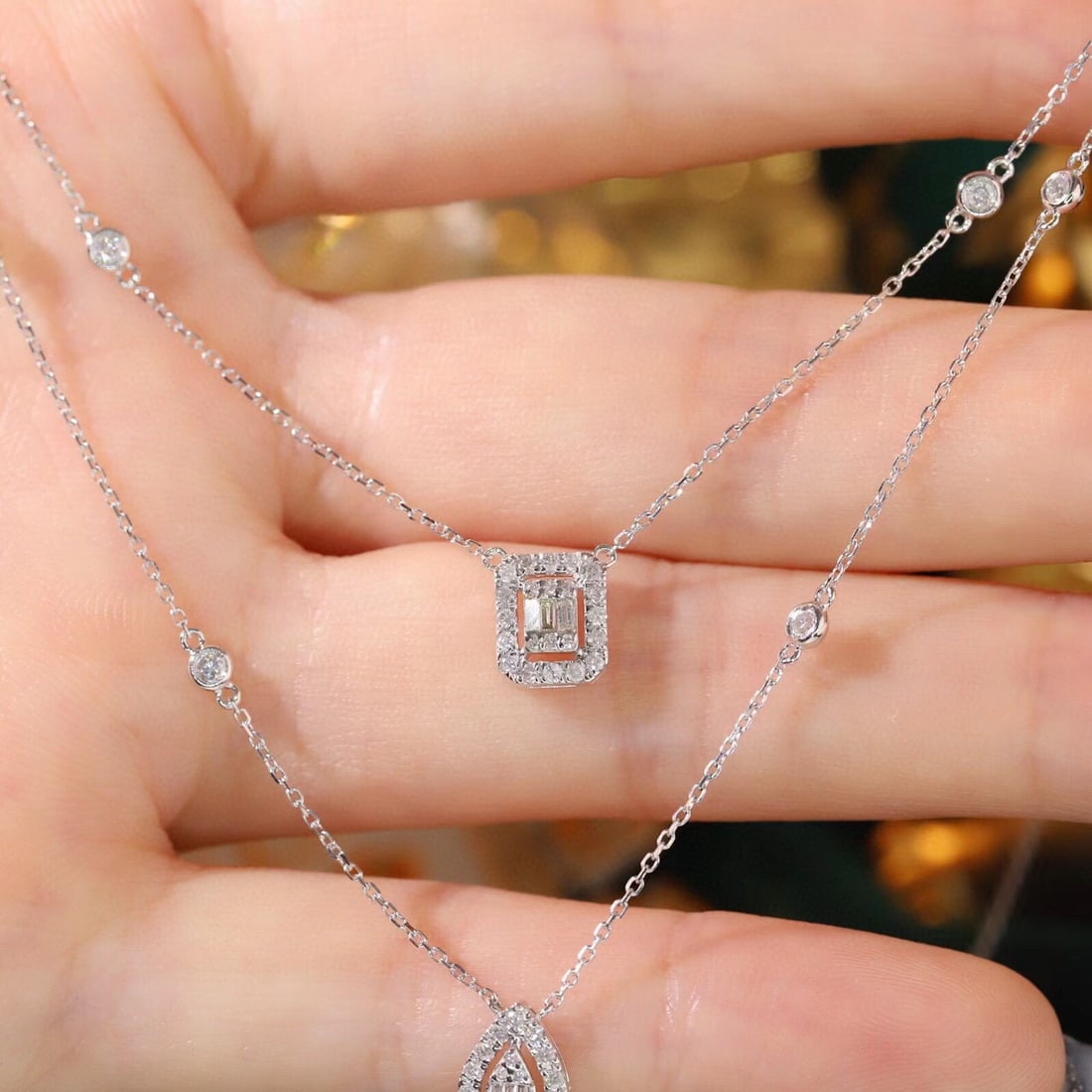 14k Gold 0.58 Ct Natural H Diamond Necklace - 6