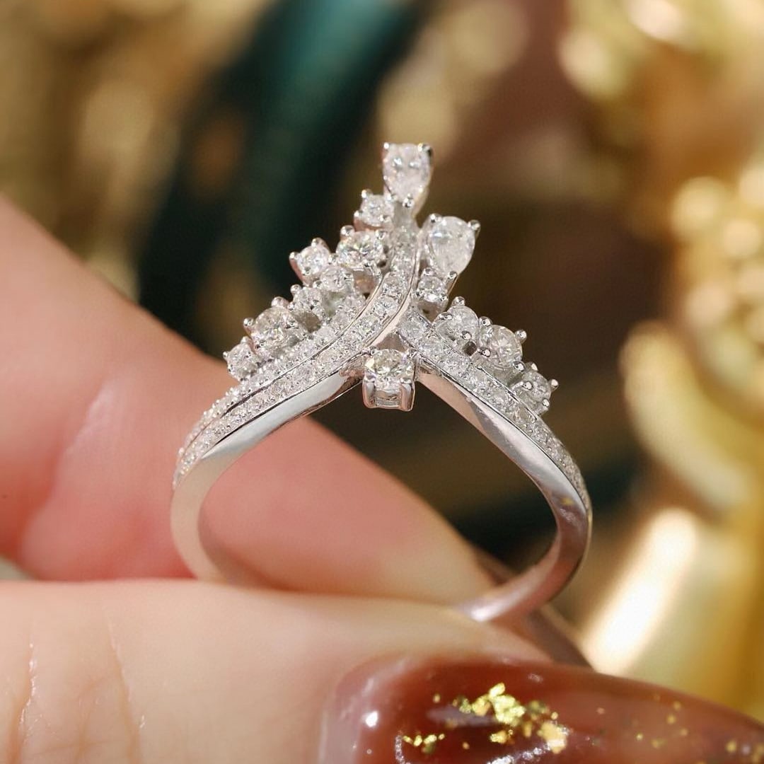 14k Gold 0.75 Ct Natural H Diamond Ring - 5