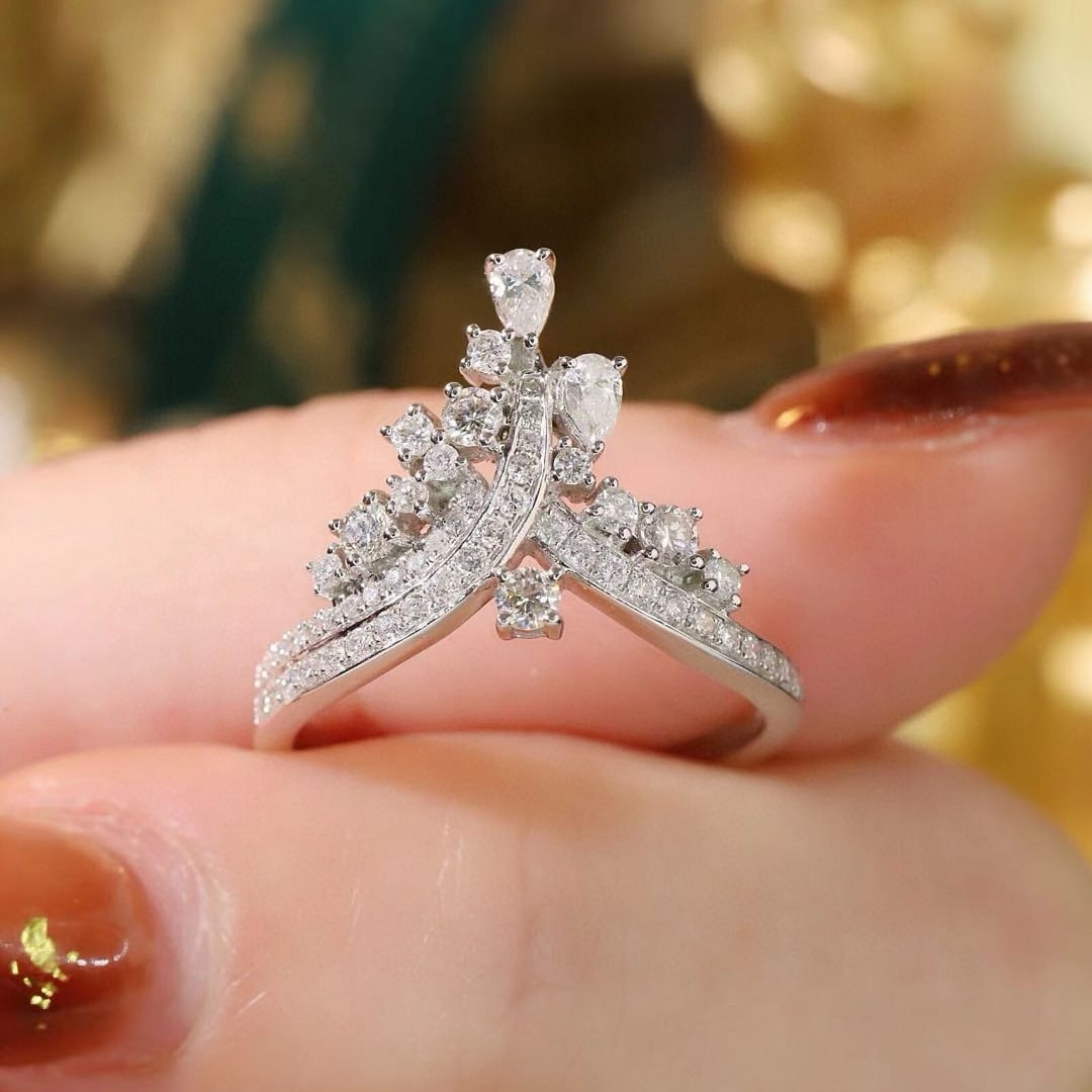 14k Gold 0.75 Ct Natural H Diamond Ring - 7