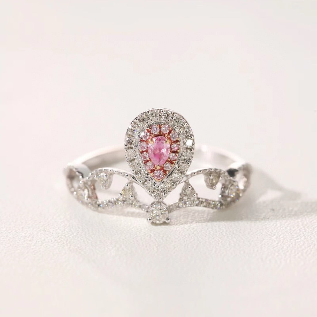 14k Gold 0.49 Ctw Natural Pink Diamond & Diamond Ring - 2