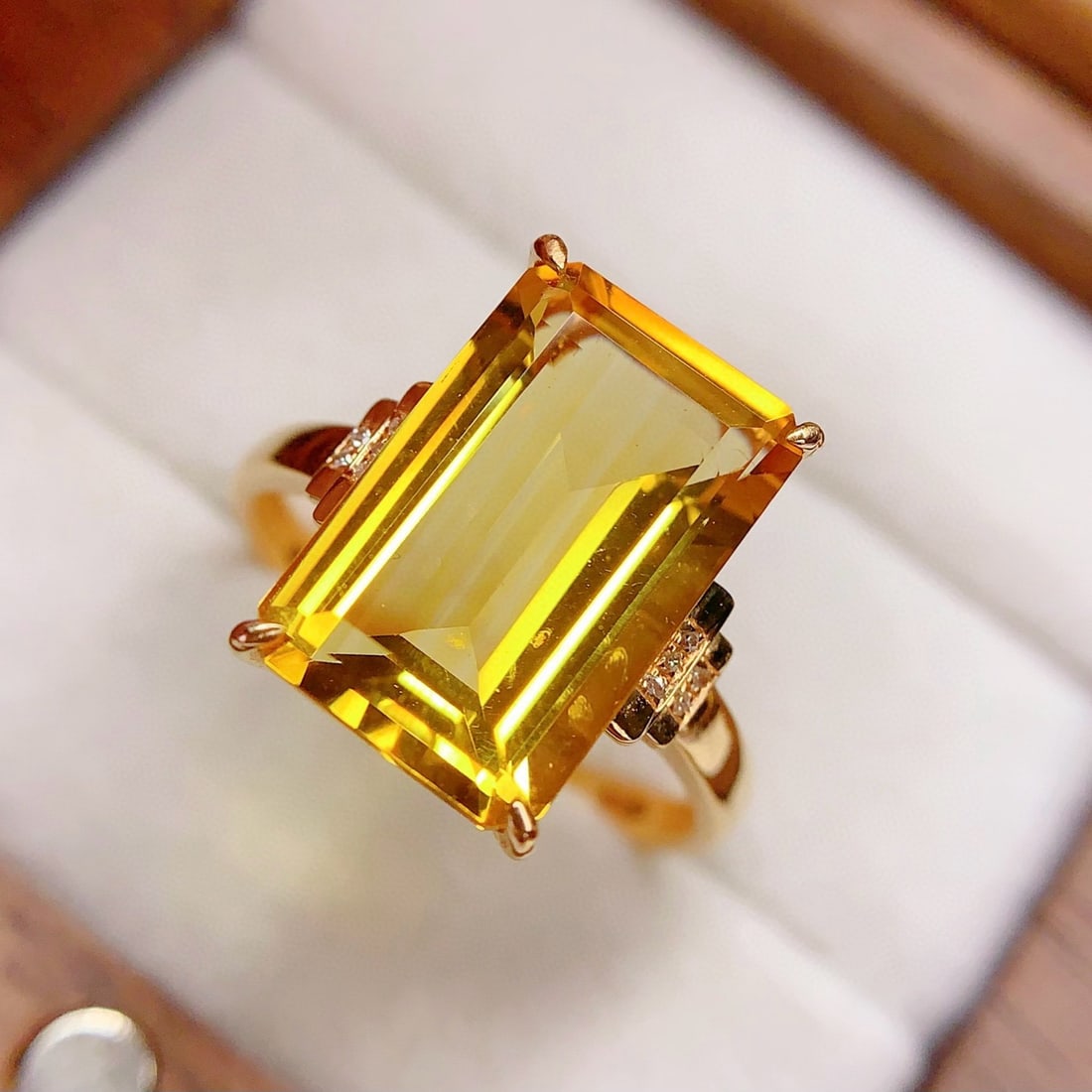 14k Gold 7 Ct Natural Citrine & Diamond Ring - 3