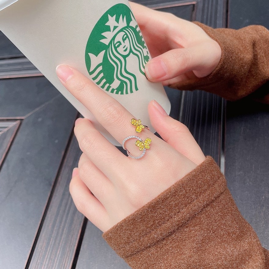 14k Gold 0.40 Ct Natural Color Diamond Ring - 4