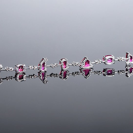 14k Gold 5.18 Ctw Natural Ruby & Diamond Bracelet - 4