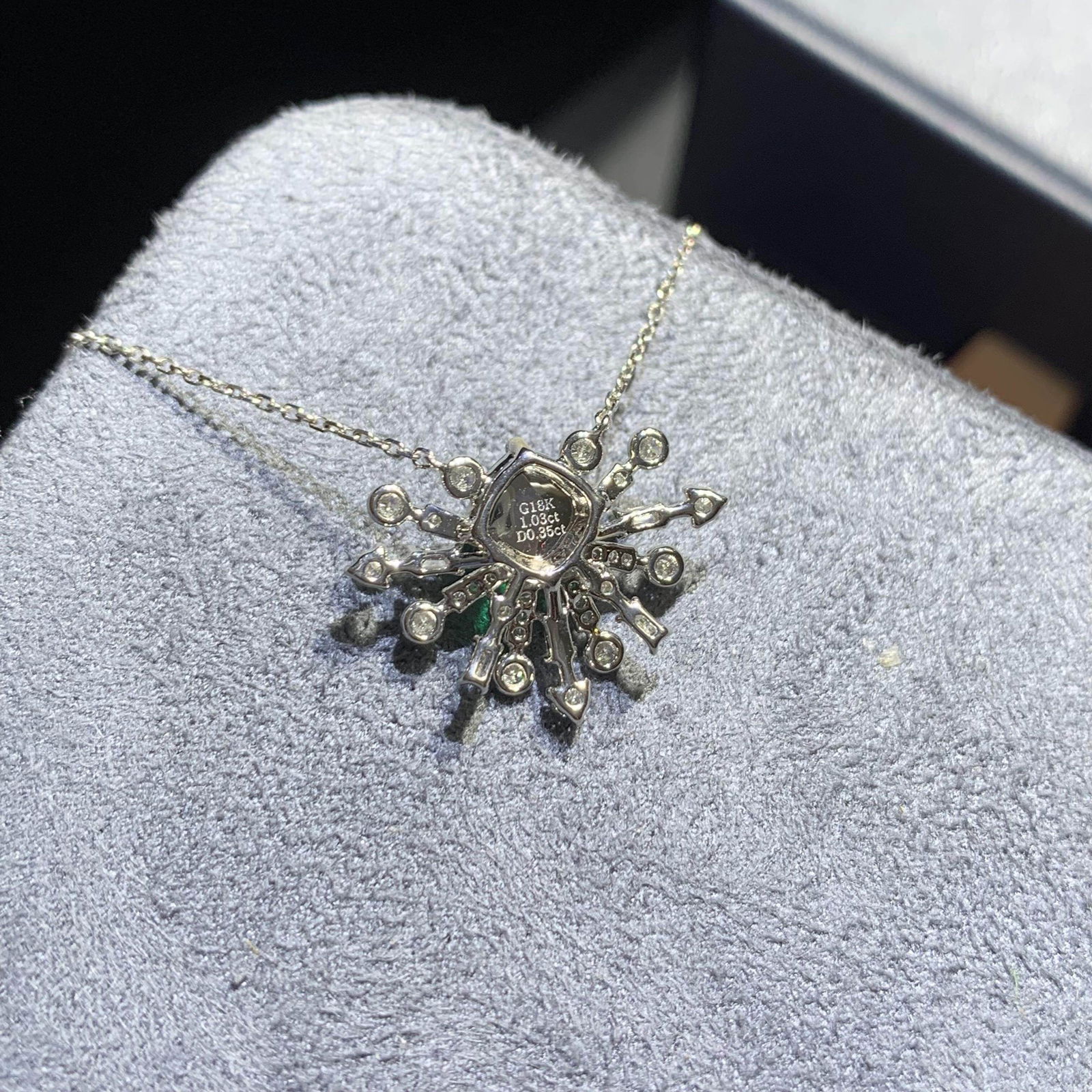 14k Gold 1.38 Ctw Natural Emerald & Diamond Necklace - 5