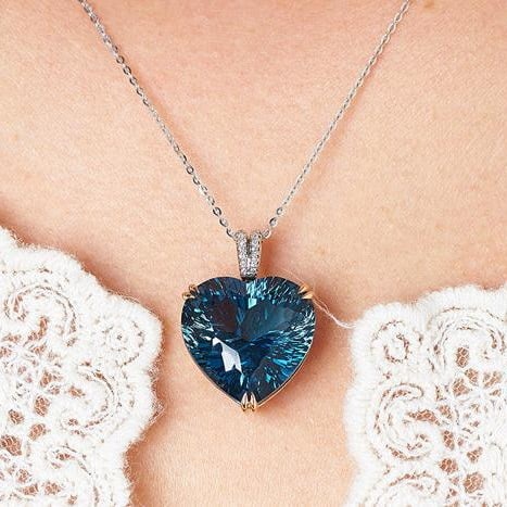 14k Gold 21.82 Ct Natural Topaz & Diamond Pendant( Without Chain ) - 8