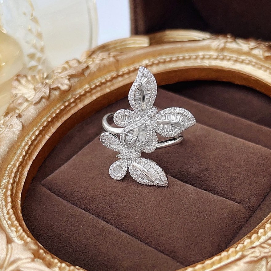 14k Gold 0.63 Ct Natural H Diamond & Butterfly Ring - 3