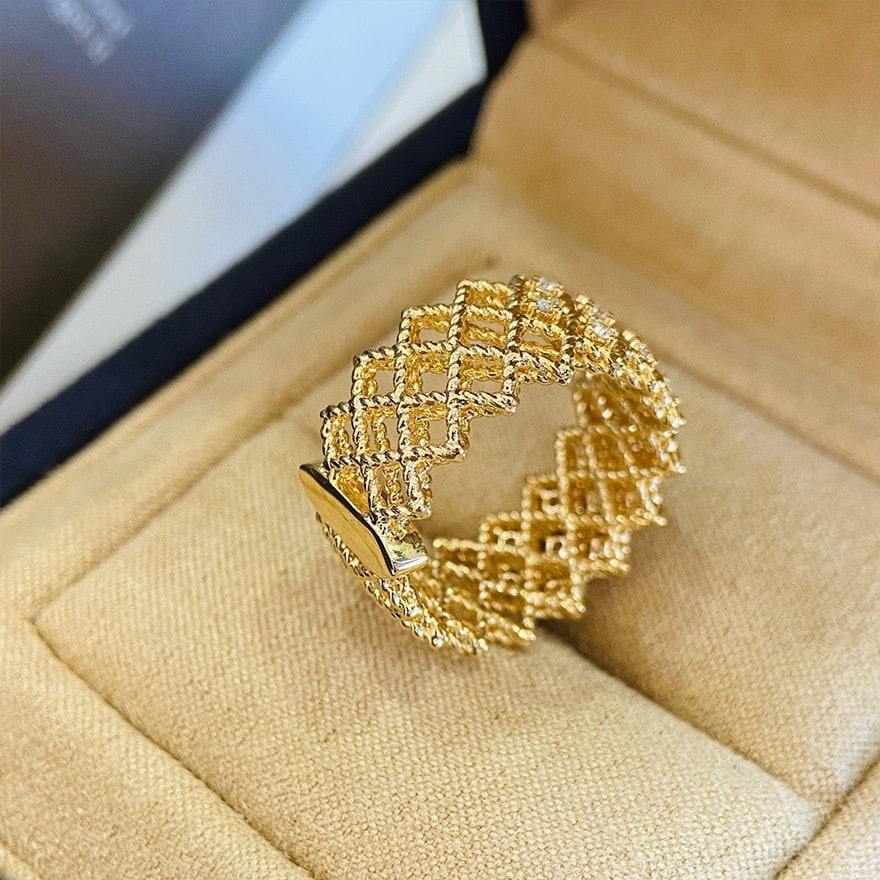 14k Gold 0.35 Ct Natural H Diamond Ring - 6